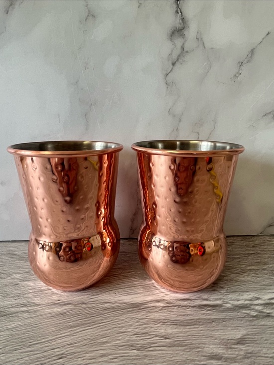 Unbranded Other - Hammered Textured Copper Whiskey/Beer/Wine Tumblers Set Of 2
